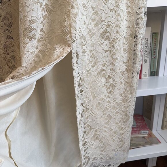 VTG Made in USA 12/Medium Jessica Howard Cream Lace Turtleneck Sleeveless Dress - Picture 11 of 12